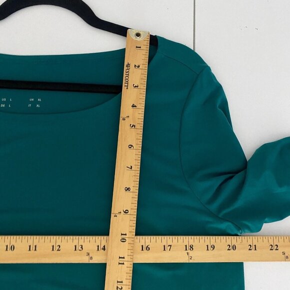 Susan Graver Modern Essentials Liquid Knit Tunic Size L Green 3/4 Sleeve - Picture 7 of 9